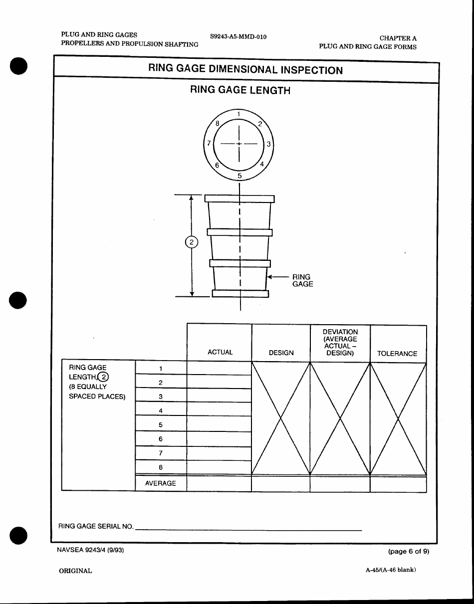 Form NAVSEA9243 / 4 Ring Gage Dimensional Inspection, Page 6