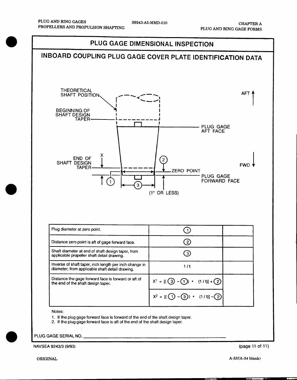 Form NAVSEA9243 / 3 Plug Gage Dimensional Inspection, Page 11