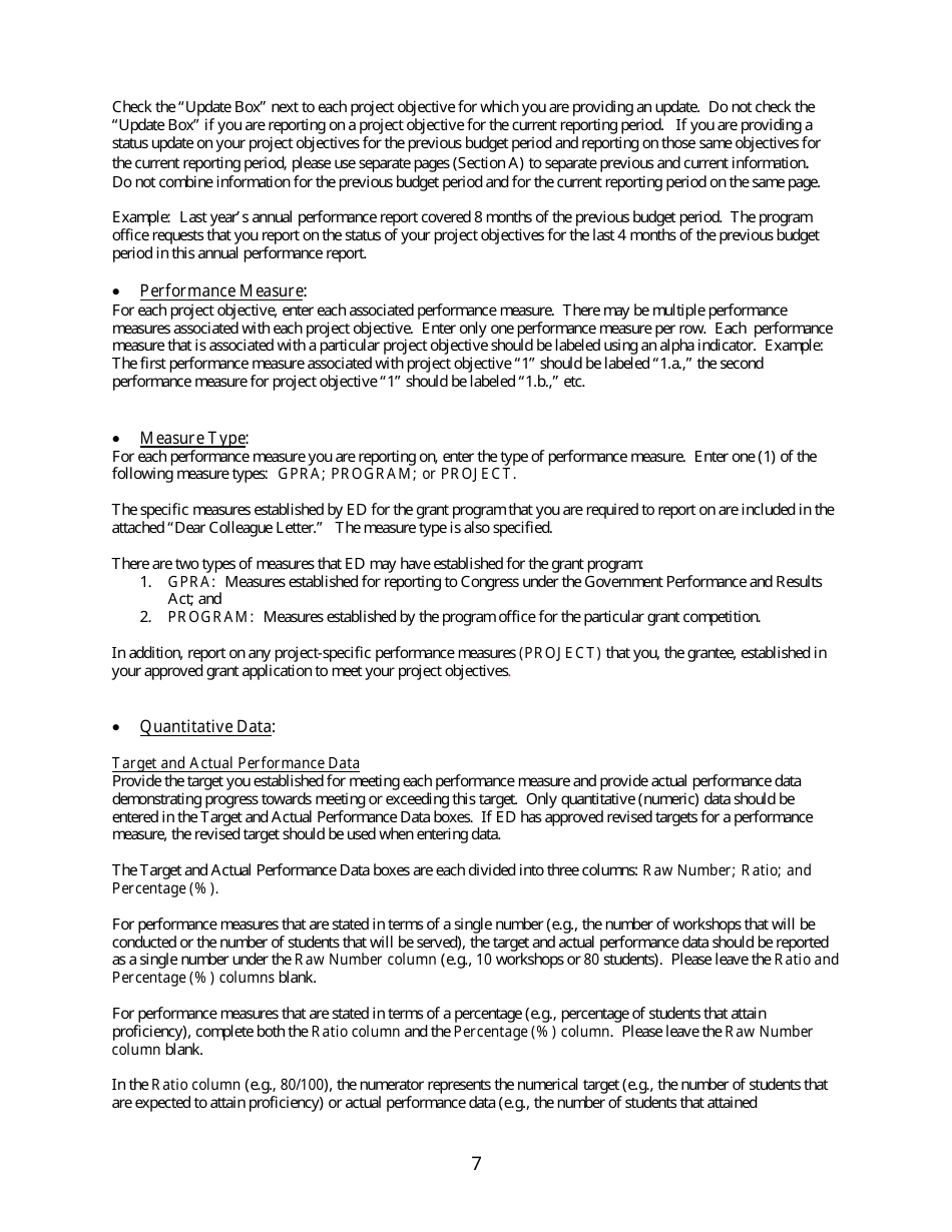 Instructions for Form ED524B Grant Performance Report, Page 7