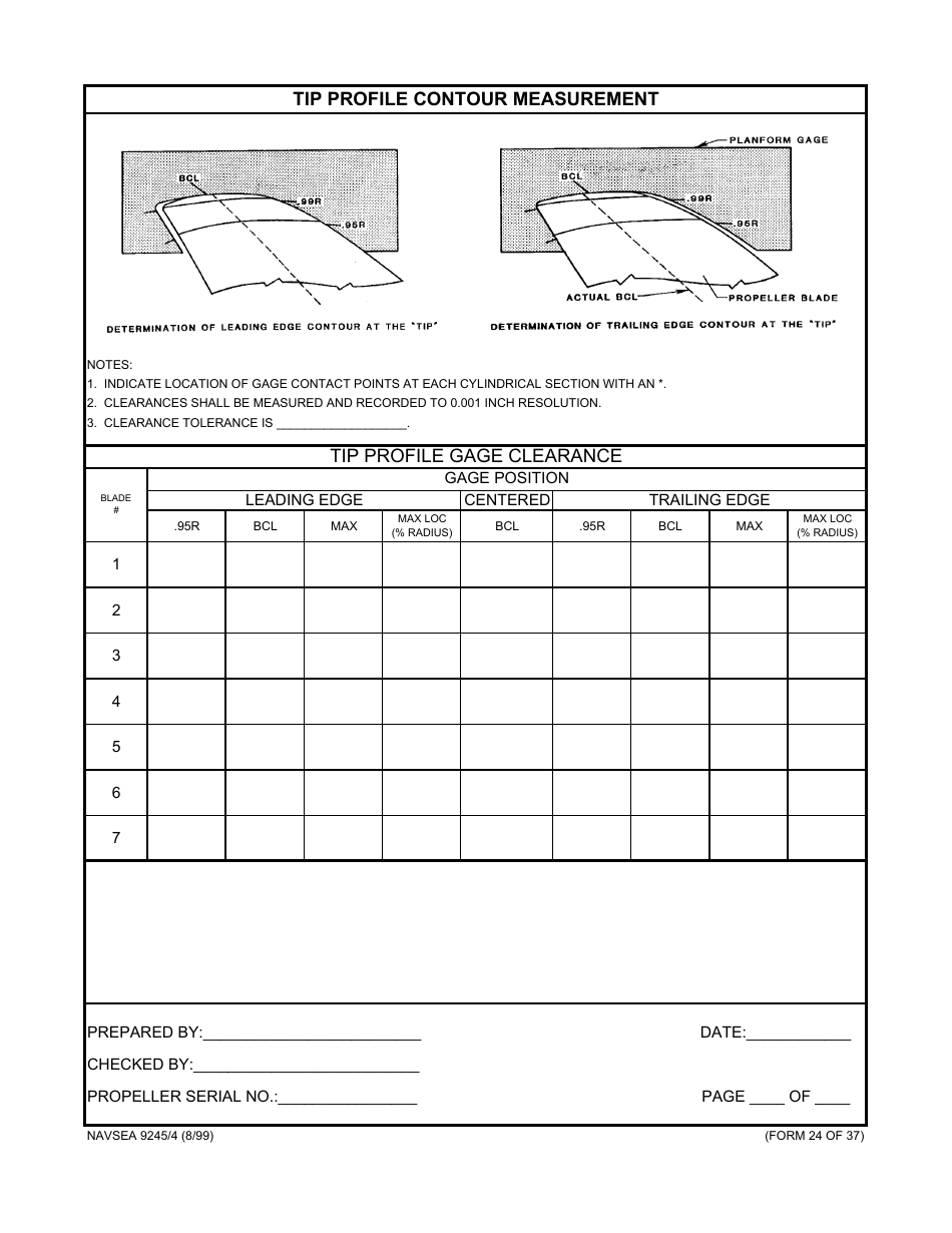 Form NAVSEA9245 / 4 Propeller Dimensional Inspection Report, Page 25