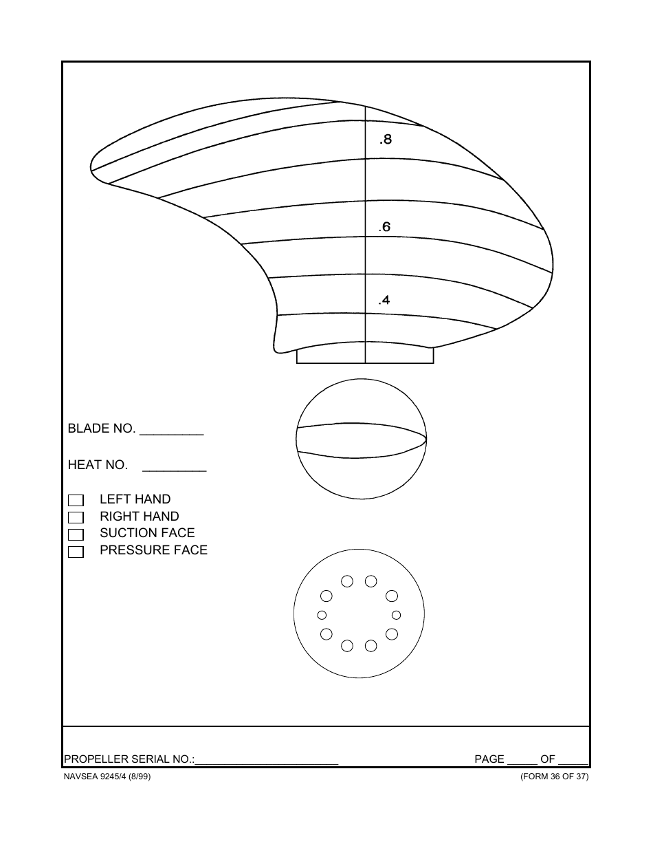 Form NAVSEA9245 / 4 Propeller Dimensional Inspection Report, Page 37