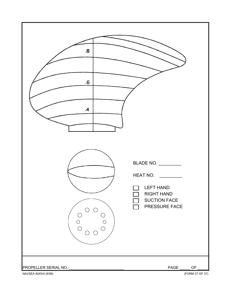 Form NAVSEA9245 / 4 Propeller Dimensional Inspection Report, Page 38