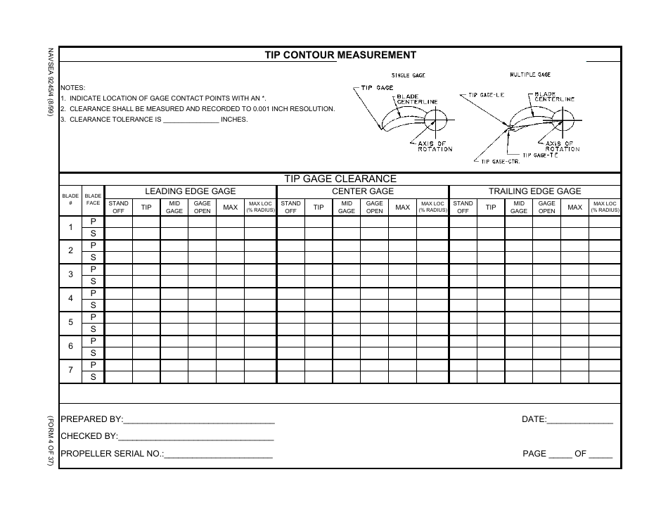 Form NAVSEA9245 / 4 Propeller Dimensional Inspection Report, Page 4
