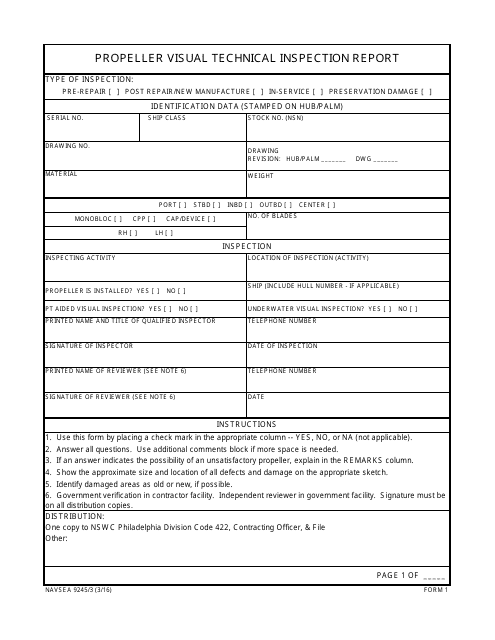 Form NAVSEA9245/3  Printable Pdf