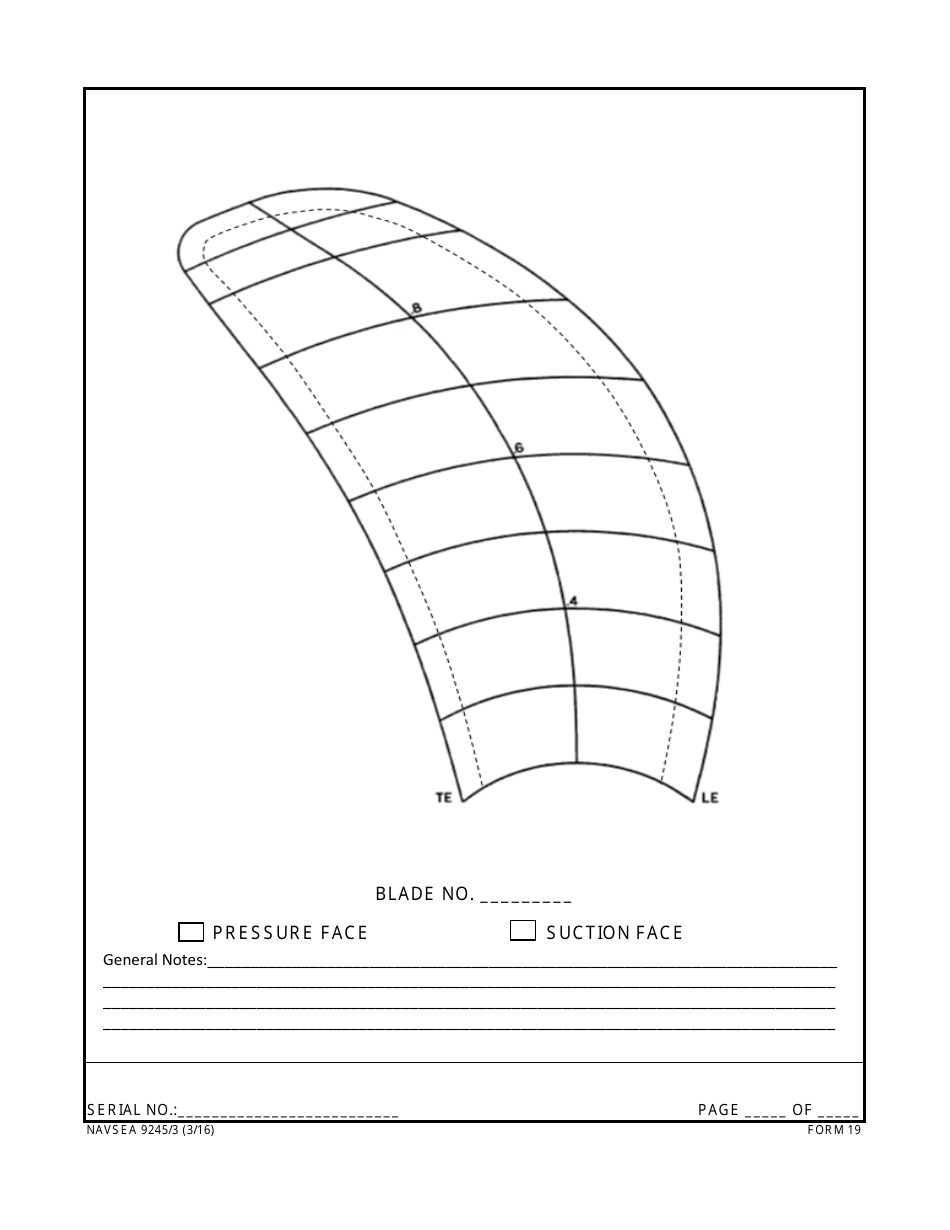 Form NAVSEA9245 / 3 Propeller Visual Technical Inspection Report, Page 19