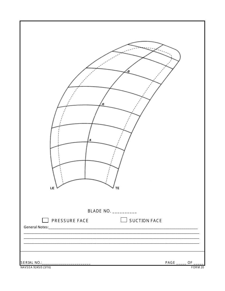 Form NAVSEA9245 / 3 Propeller Visual Technical Inspection Report, Page 20