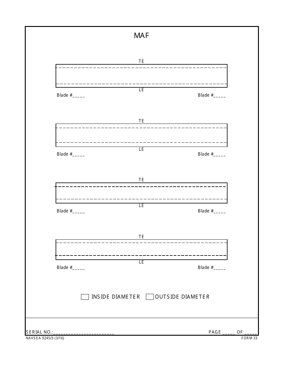 Form NAVSEA9245 / 3 Propeller Visual Technical Inspection Report, Page 33