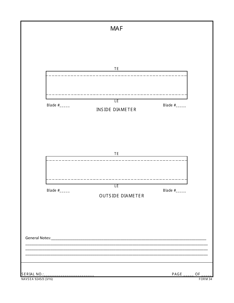 Form NAVSEA9245 / 3 Propeller Visual Technical Inspection Report, Page 34