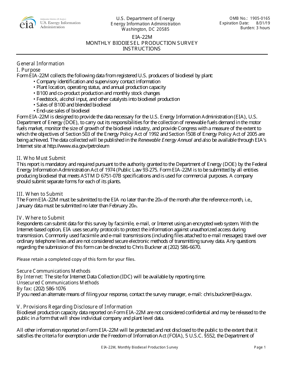 Download Instructions for Form EIA-22M Monthly Biodiesel Production ...