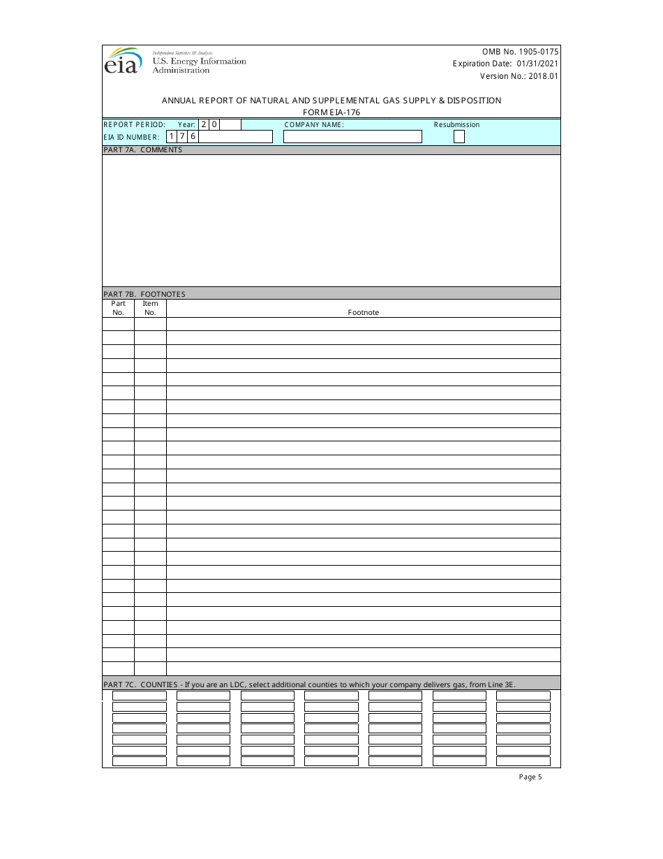 Form EIA-176 Annual Report of Natural and Supplemental Gas Supply and Disposition, Page 5