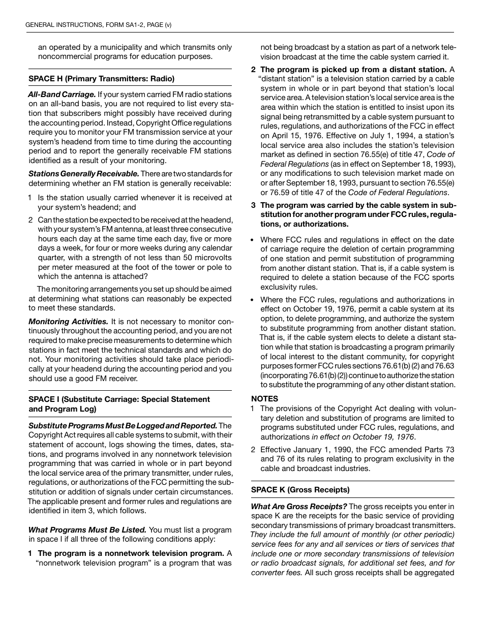 Form SA1-2 Statement of Account for Secondary Transmissions by Cable Systems (Short Form), Page 16