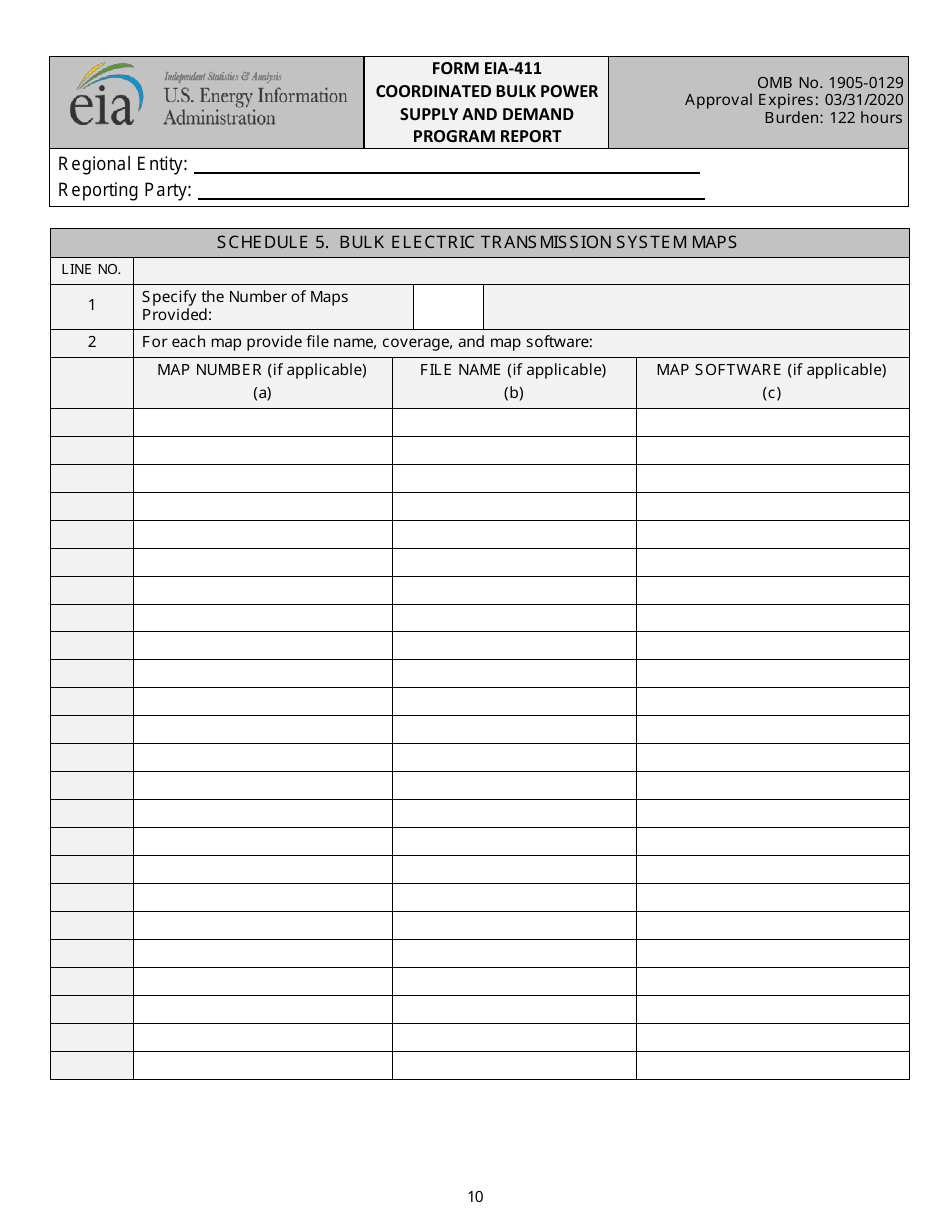 Form EIA-411 Coordinated Bulk Power Supply and Demand Program Report, Page 10