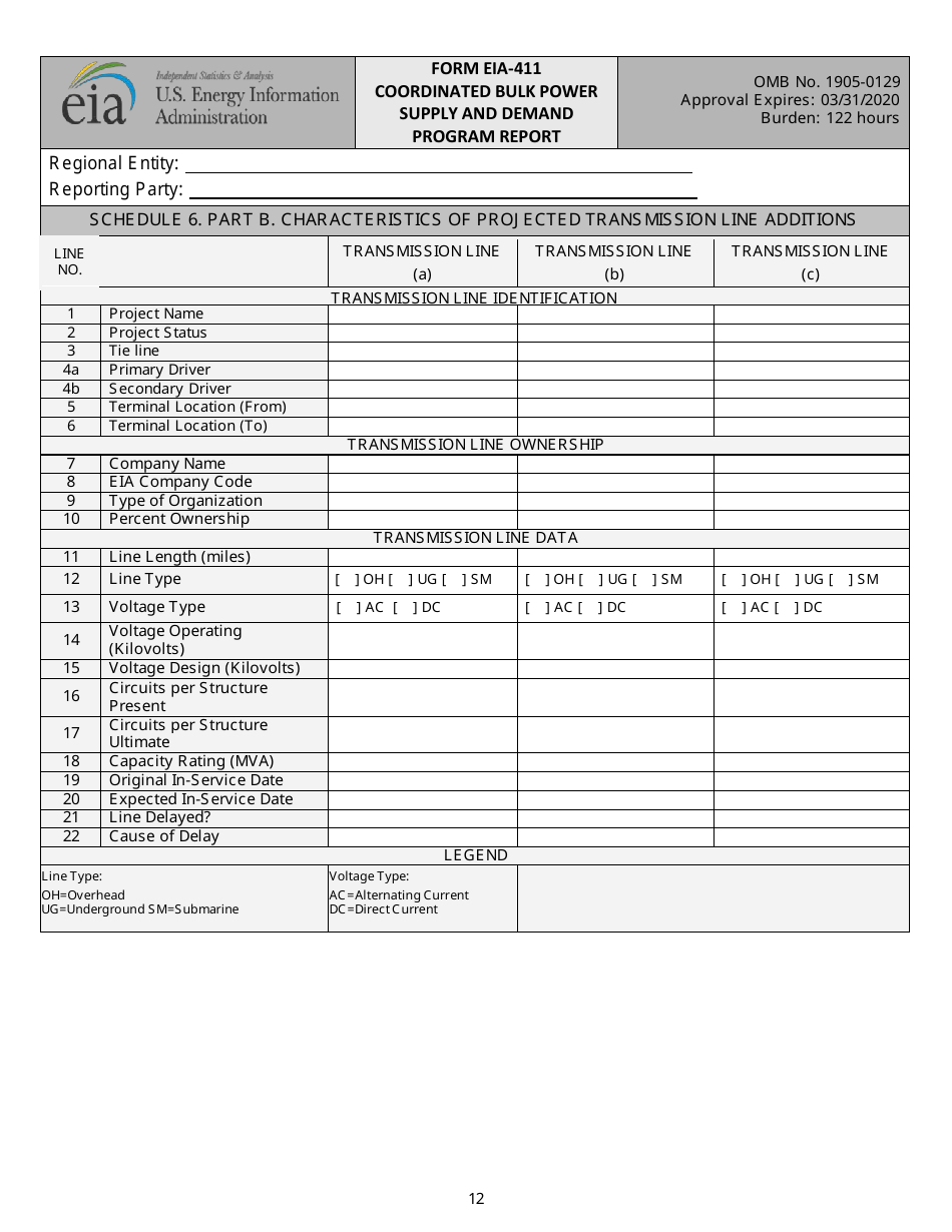 Form EIA-411 Coordinated Bulk Power Supply and Demand Program Report, Page 12