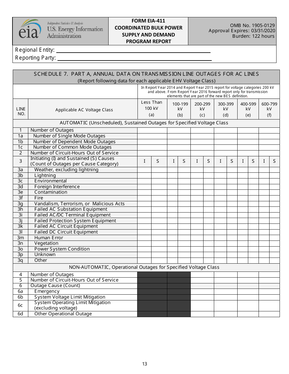 Form EIA-411 Coordinated Bulk Power Supply and Demand Program Report, Page 13