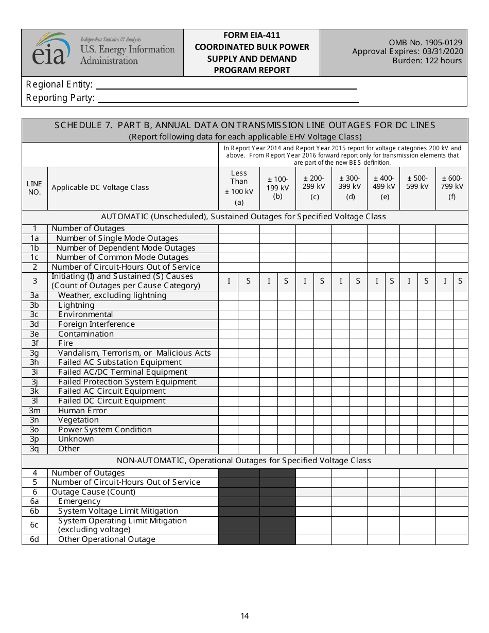 Form EIA-411 Coordinated Bulk Power Supply and Demand Program Report, Page 14