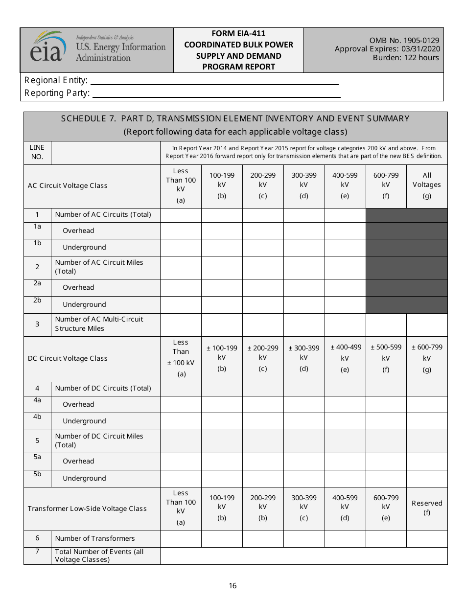 Form EIA-411 Coordinated Bulk Power Supply and Demand Program Report, Page 16