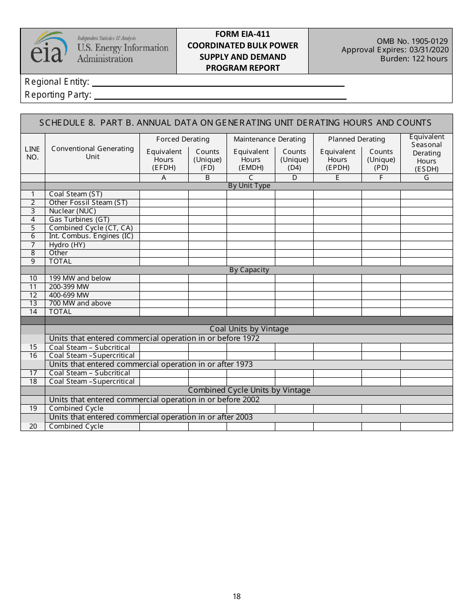 Form EIA-411 Coordinated Bulk Power Supply and Demand Program Report, Page 18