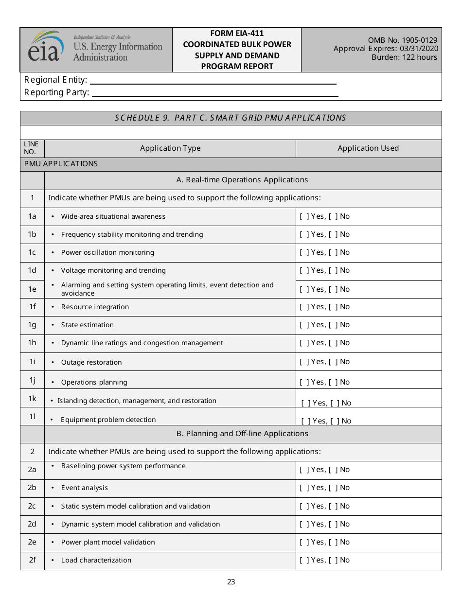 Form EIA-411 Coordinated Bulk Power Supply and Demand Program Report, Page 23