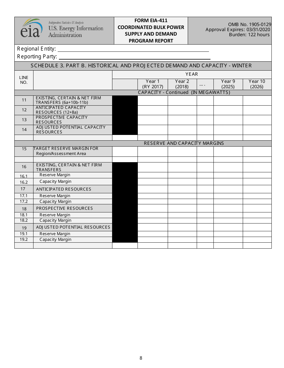 Form EIA-411 Coordinated Bulk Power Supply and Demand Program Report, Page 8