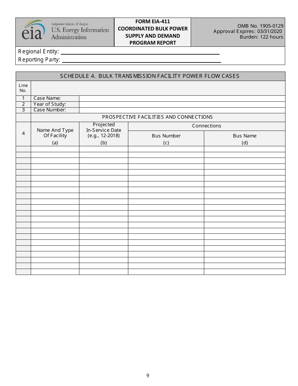 Form EIA-411 Coordinated Bulk Power Supply and Demand Program Report, Page 9