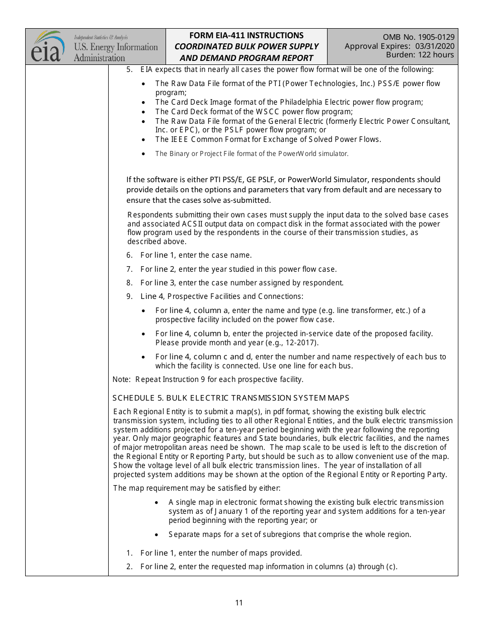 Instructions for Form EIA-411 Coordinated Bulk Power Supply and Demand Program Report, Page 11