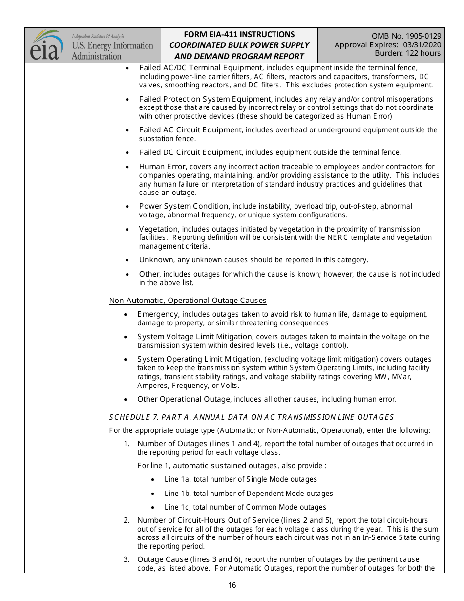 Instructions for Form EIA-411 Coordinated Bulk Power Supply and Demand Program Report, Page 16