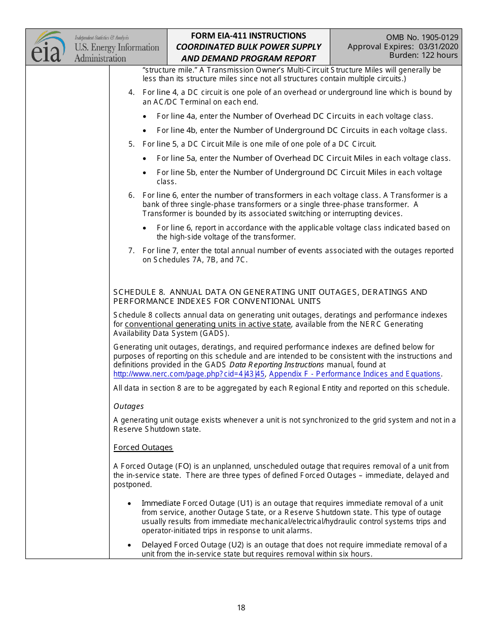Instructions for Form EIA-411 Coordinated Bulk Power Supply and Demand Program Report, Page 18