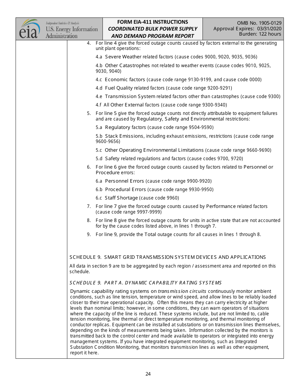 Instructions for Form EIA-411 Coordinated Bulk Power Supply and Demand Program Report, Page 24