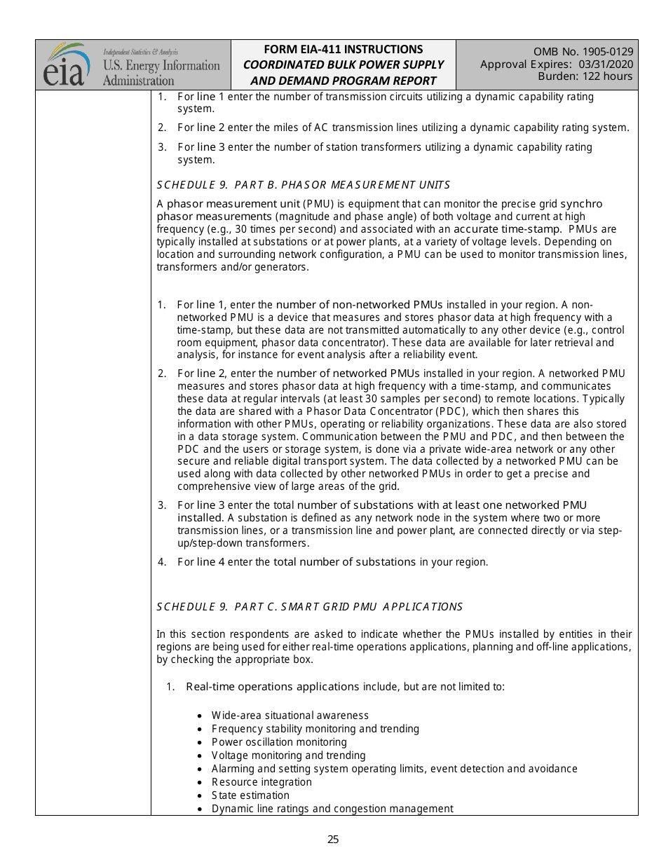 Instructions for Form EIA-411 Coordinated Bulk Power Supply and Demand Program Report, Page 25