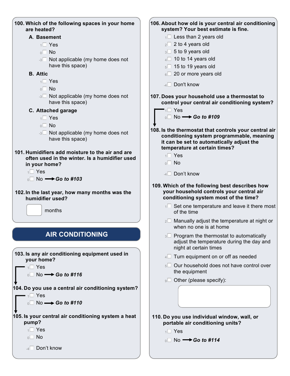 Residential Energy Consumption Survey Questionnaire Template, Page 11