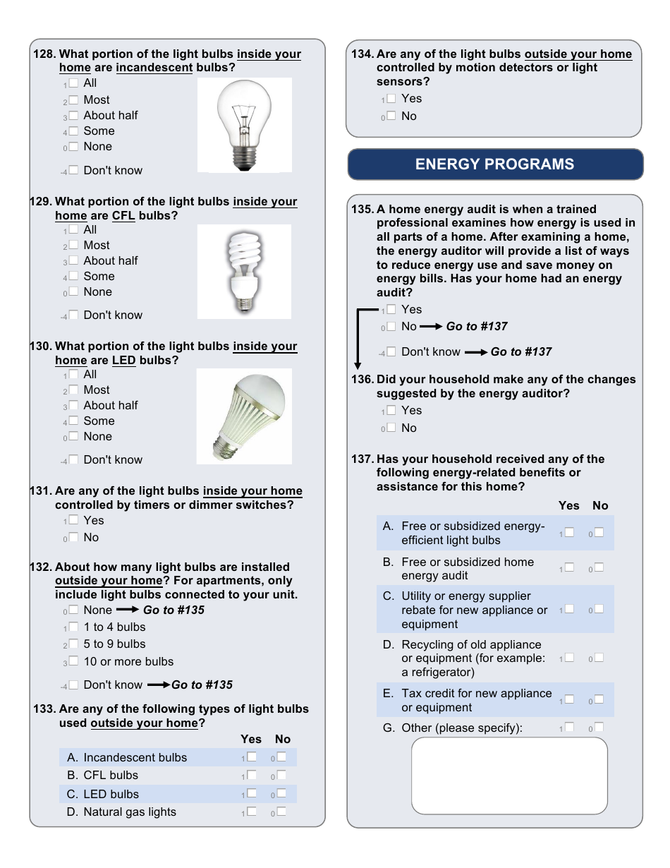 Residential Energy Consumption Survey Questionnaire Template, Page 14