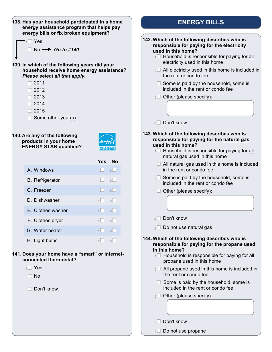 Residential Energy Consumption Survey Questionnaire Template, Page 15