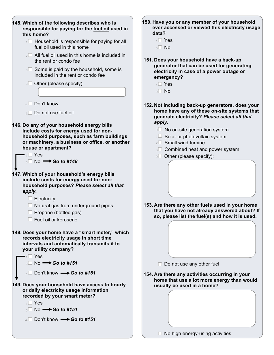 Residential Energy Consumption Survey Questionnaire Template, Page 16