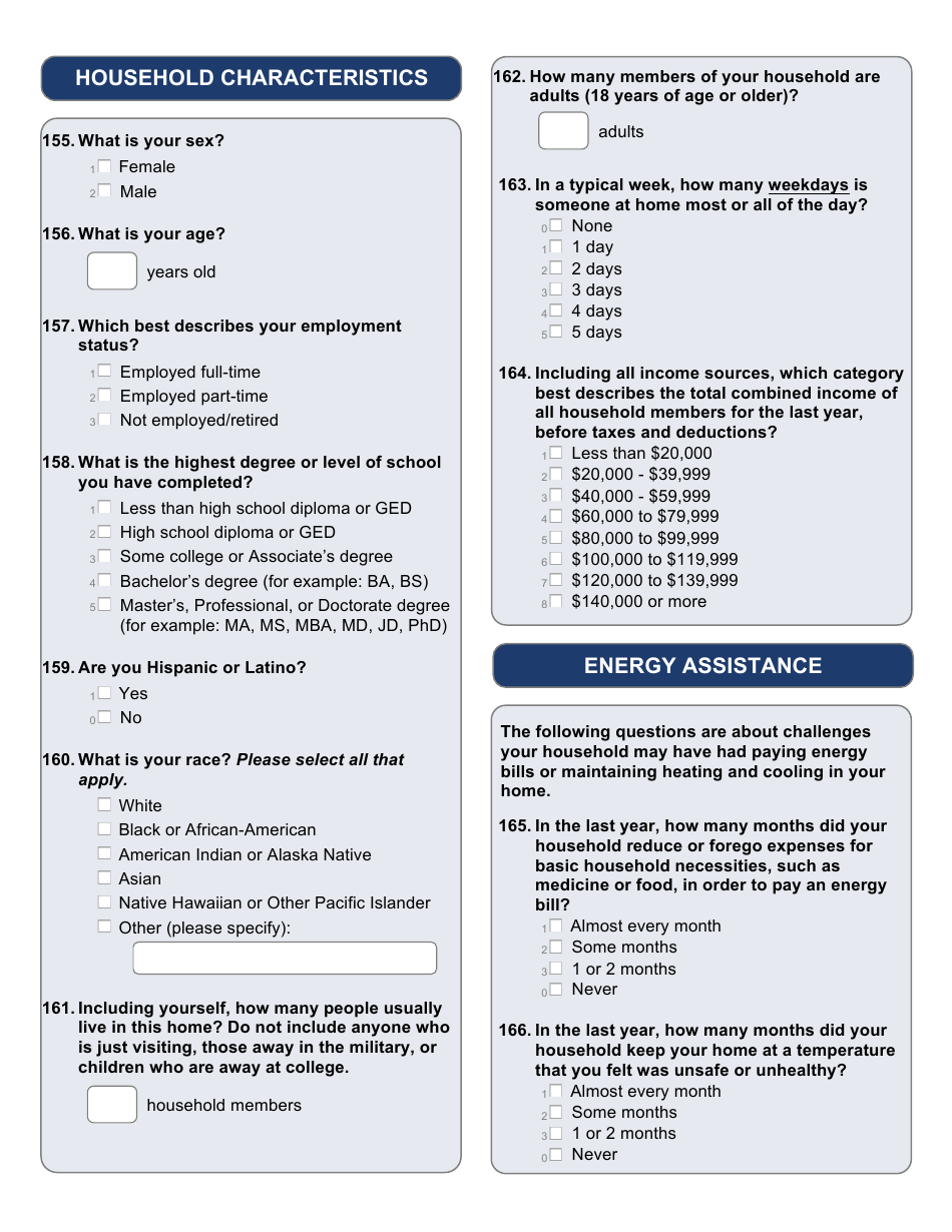 Residential Energy Consumption Survey Questionnaire Template, Page 17