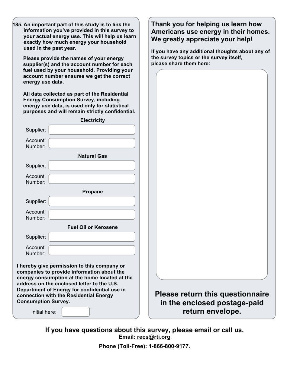 Residential Energy Consumption Survey Questionnaire Template, Page 20