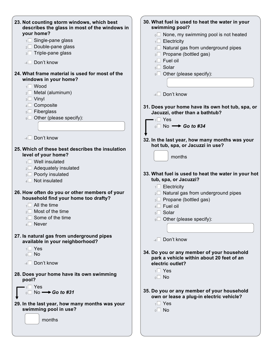 Residential Energy Consumption Survey Questionnaire Template, Page 4
