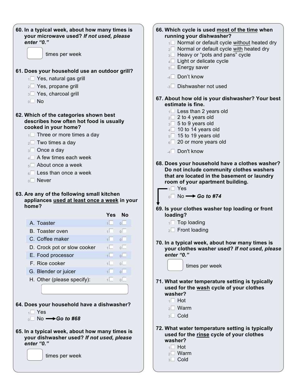 Residential Energy Consumption Survey Questionnaire Template, Page 7