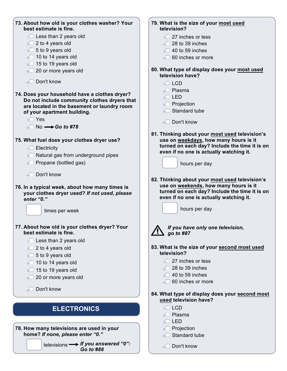 Residential Energy Consumption Survey Questionnaire Template, Page 8