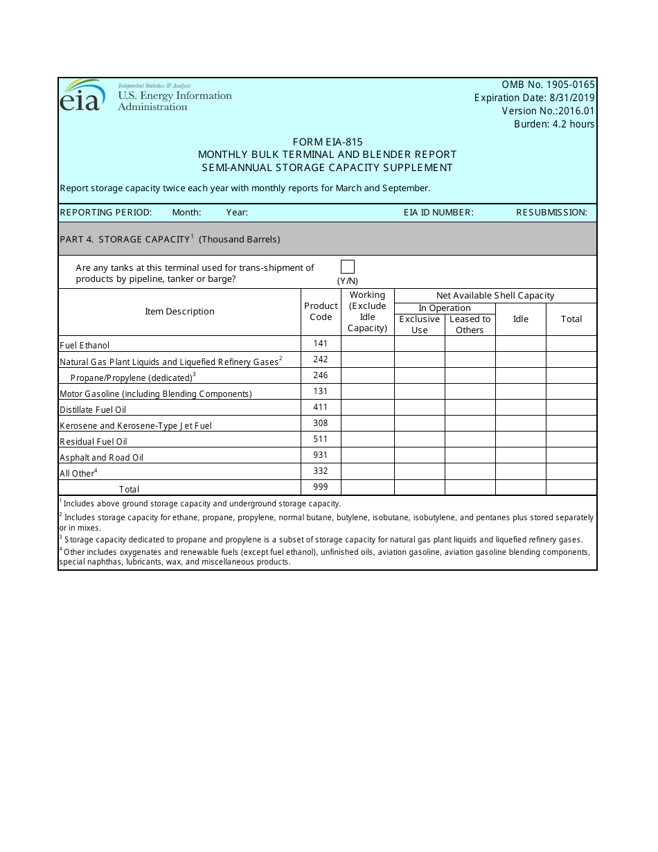 Form EIA-815 Monthly Bulk Terminal and Blender Report, Page 3