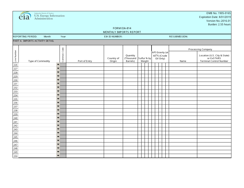 Form EIA-814 Monthly Imports Report, Page 11