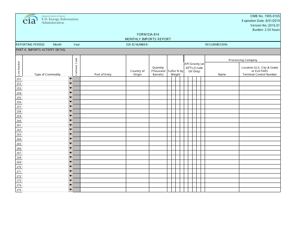Form EIA-814 Monthly Imports Report, Page 12