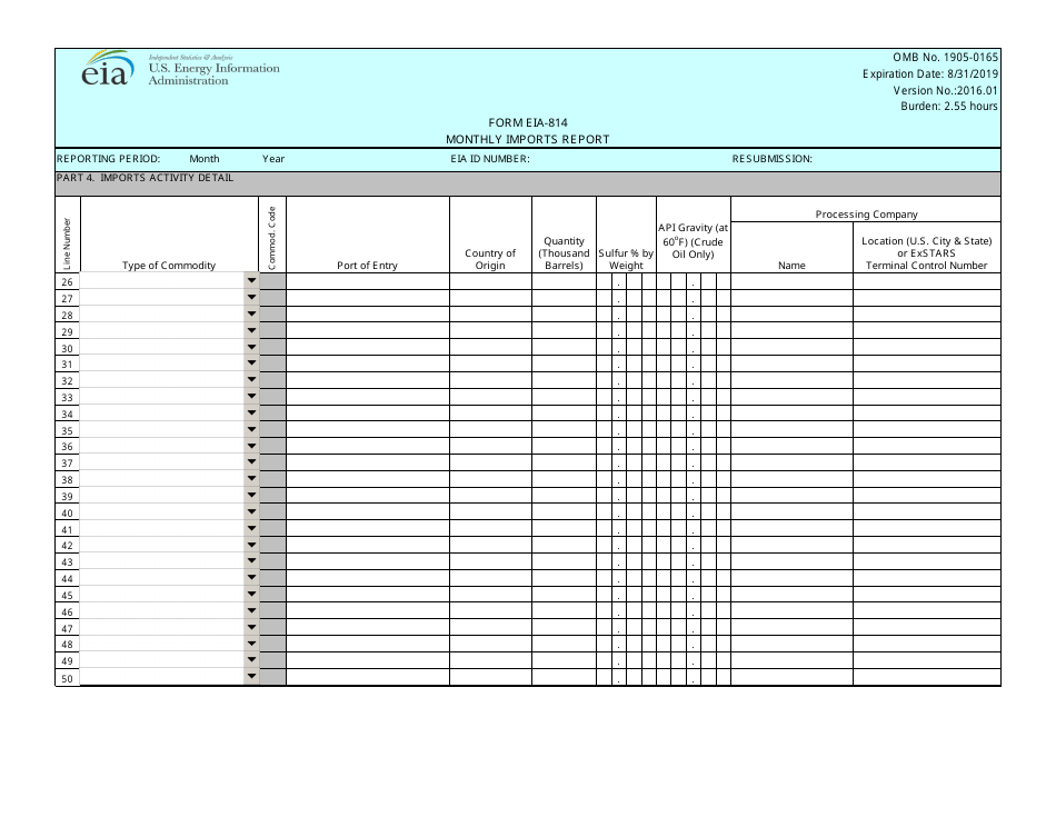 Form EIA-814 Monthly Imports Report, Page 3