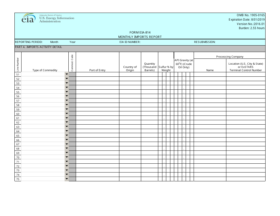 Form EIA-814 Monthly Imports Report, Page 4