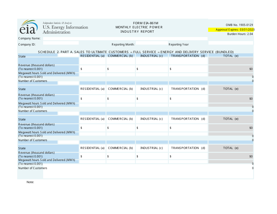 Form EIA-861M Monthly Electric Power Industry Report, Page 3