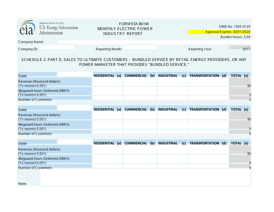 Form EIA-861M Monthly Electric Power Industry Report, Page 6