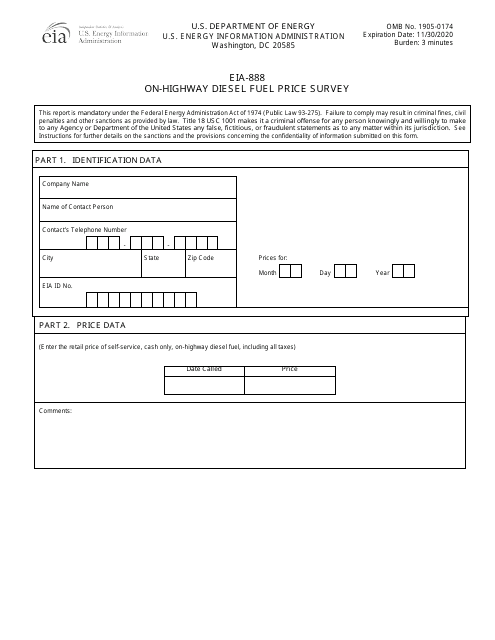 Form EIA-888  Printable Pdf