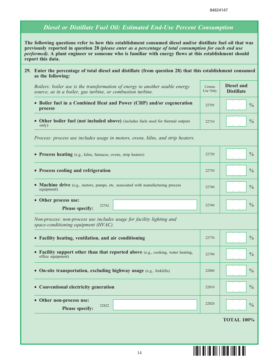 Form EIA-846B Manufacturing Energy Consumption Survey, Page 14