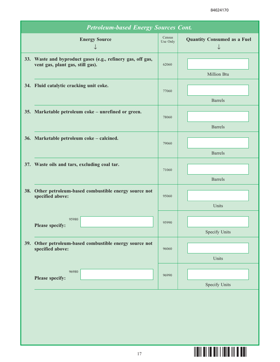 Form EIA-846B Manufacturing Energy Consumption Survey, Page 17