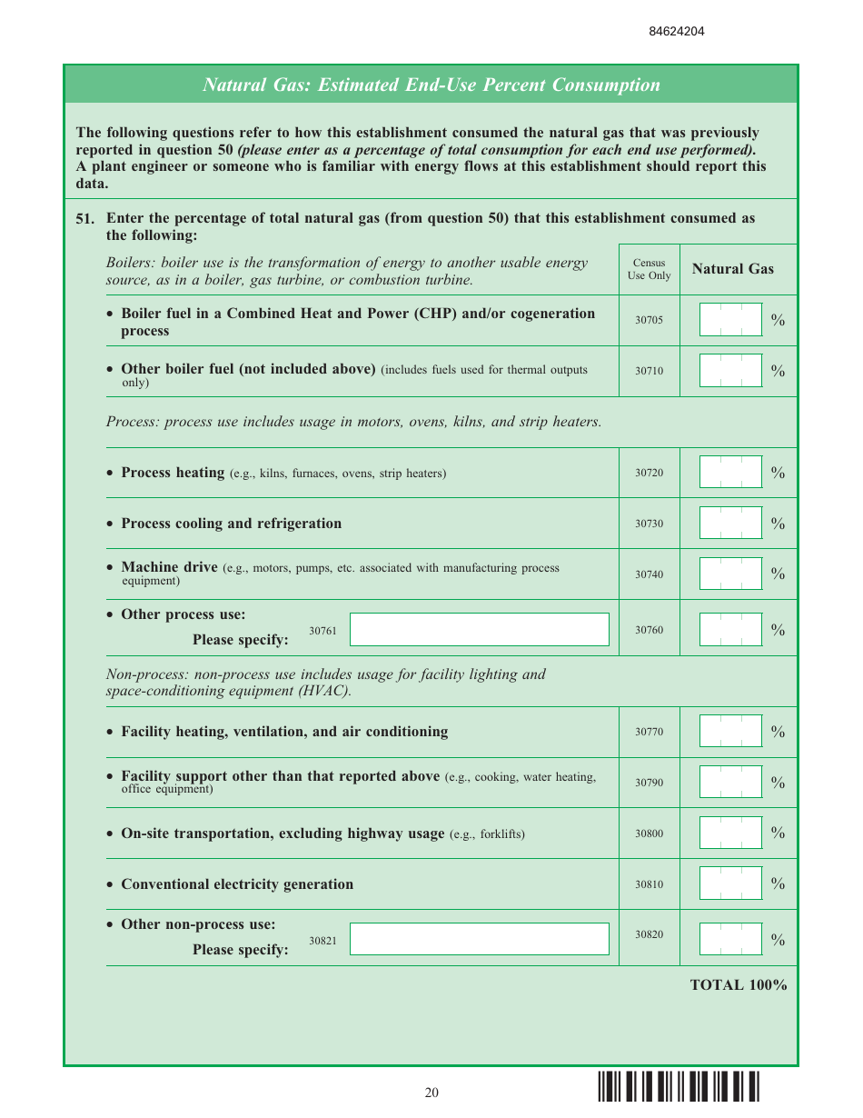 Form EIA-846B Manufacturing Energy Consumption Survey, Page 20