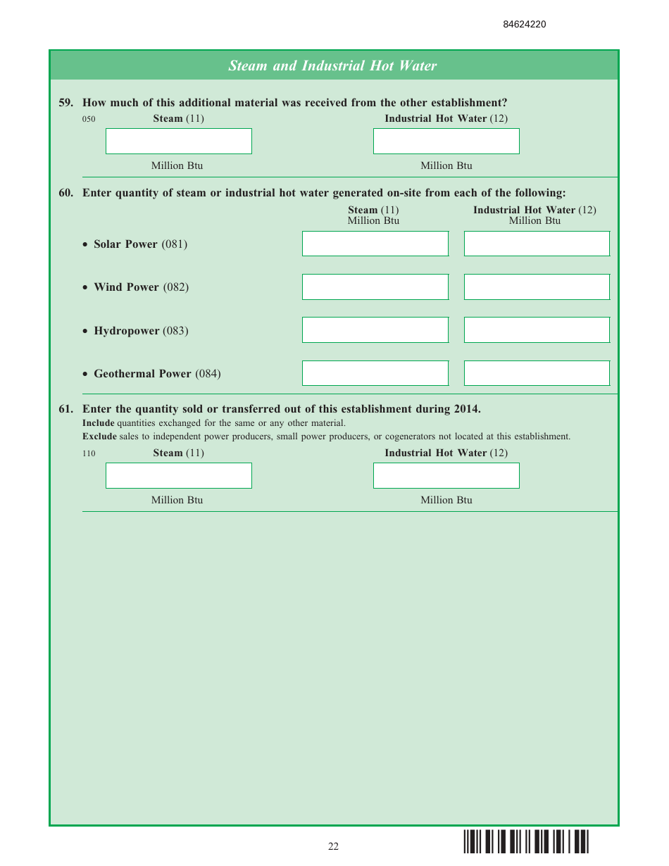 Form EIA-846B Manufacturing Energy Consumption Survey, Page 22